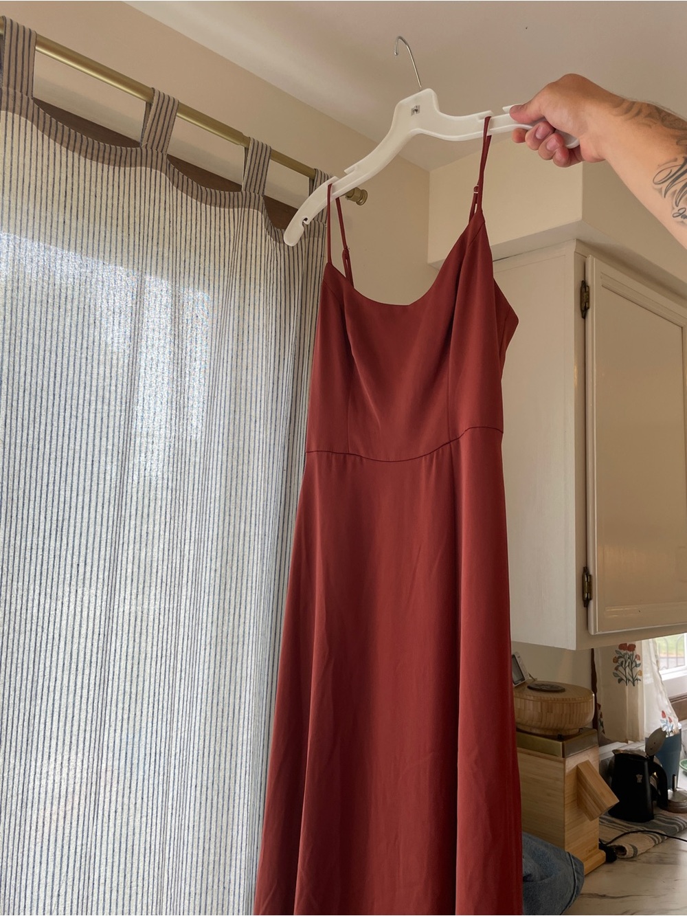 David's Bridal Rust Slip Style Maxi Dress
